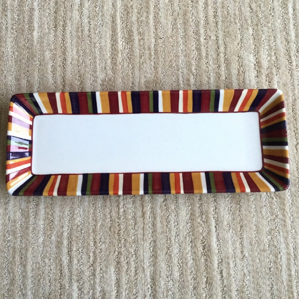 Pampered Chef Simple Additions Striped Serving Tray Platter